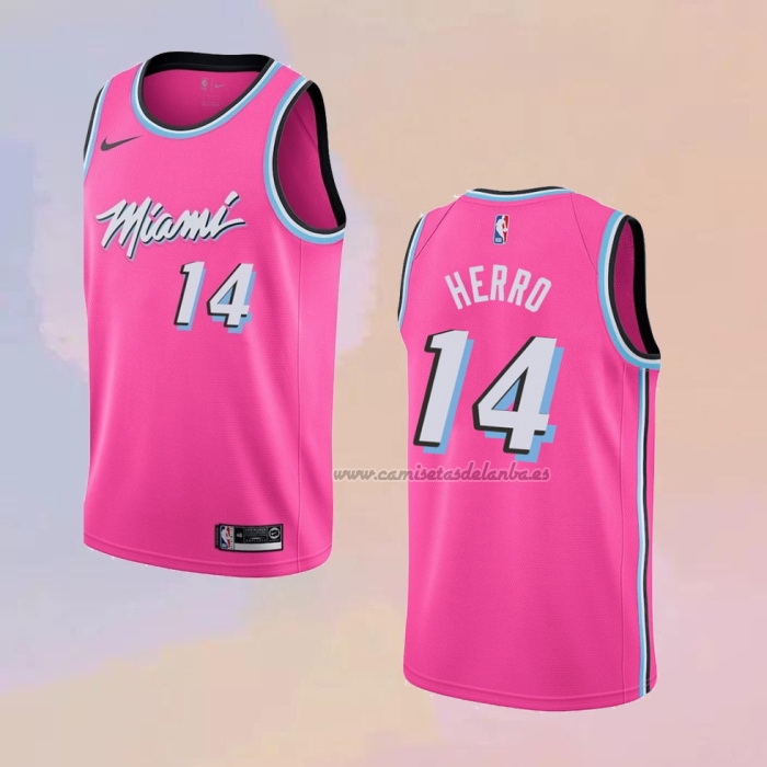 Camiseta Miami Heat Tyler Herro NO 14 Earned 2018-19 Rosa